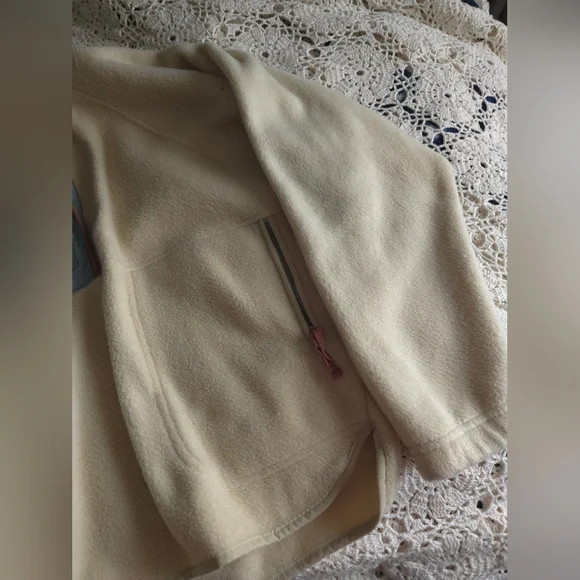 Thread & Supply Fleece Pullover Jacket L Cream Snap Neck Cozy Sherpa Outdoor - Picture 4 of 10